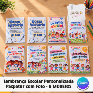 COMBO LEMBRANÇA ESCOLAR PERSONALIZADA PASPATUR COM FOTO